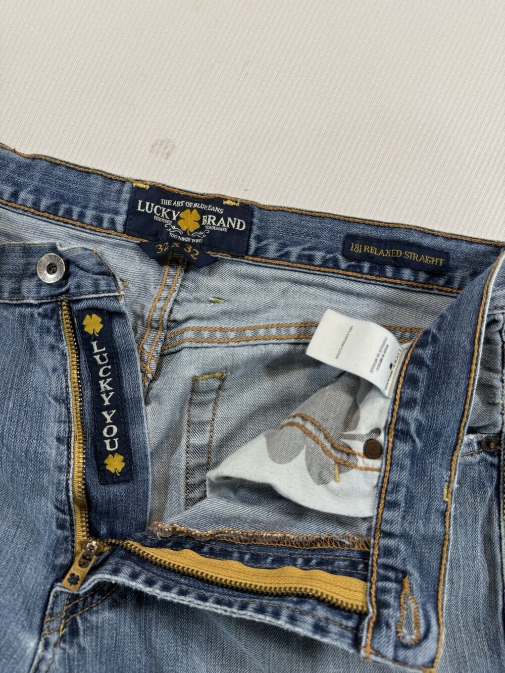 Lucky Brand 181 Relaxed Straight Selvedge Jeans Mens 32x30 Blue Denim Mexico